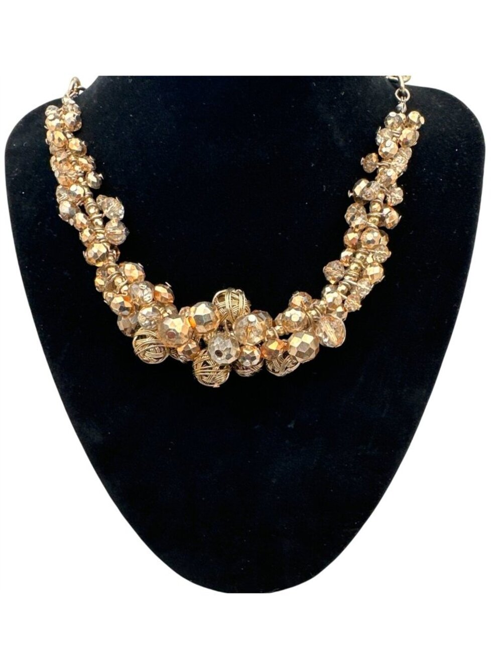 Simply Vera Wang Gold Cluster Necklace Faceted Sparkle Beads Bling Glam Elegance